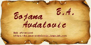 Bojana Avdalović vizit kartica